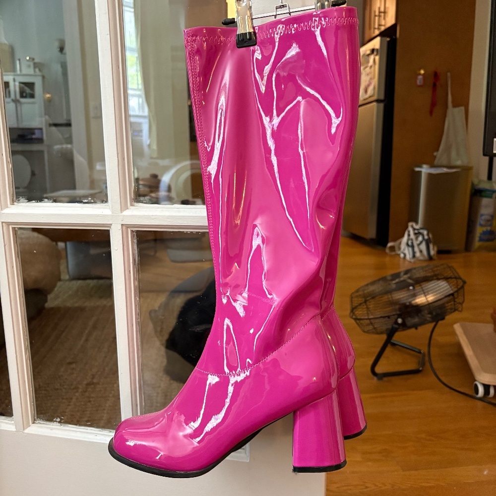 Patent pink boots